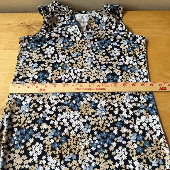 MICHAEL KORS DRESS TIE NECK JERSEY STRETCH BLACK WHITE DITZY FLORAL RUFFLE XS - Picture 10 of 12